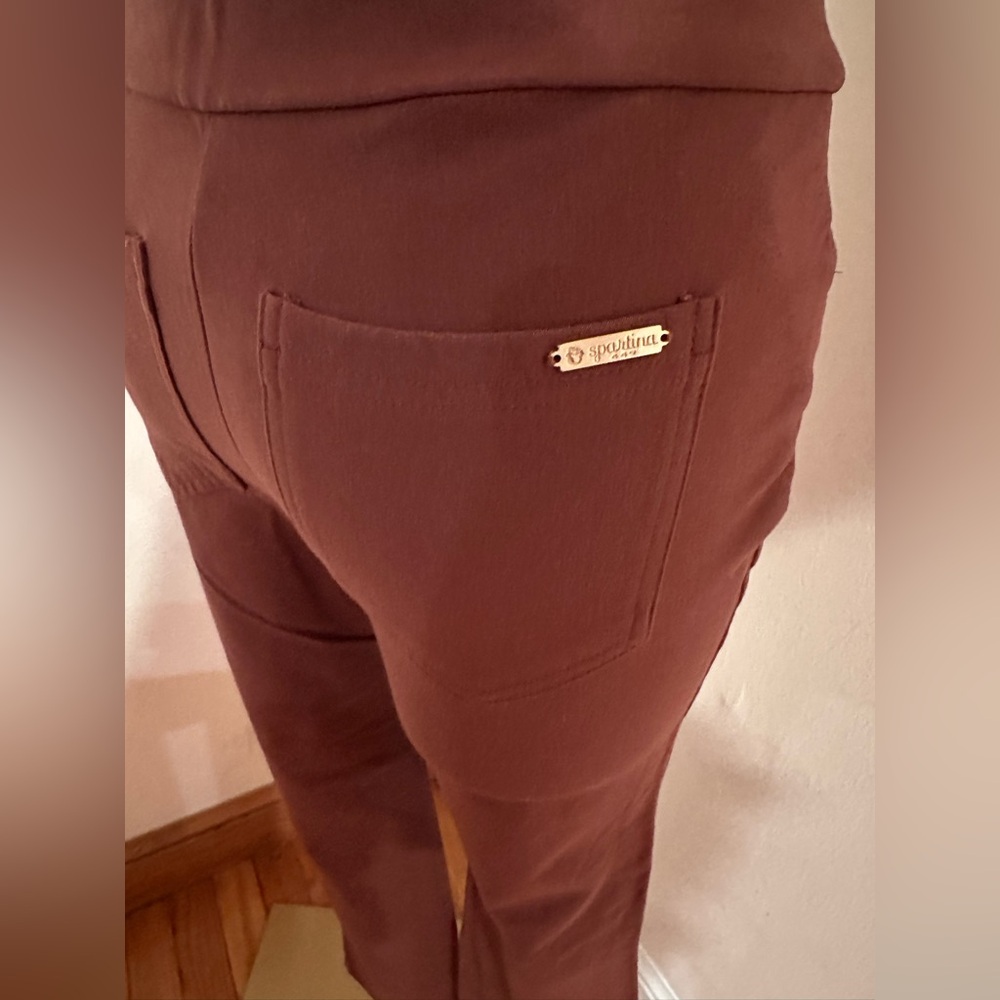 Spartina 449 Brown MNG Bootcut Ponte Pants Mid Rise Back & Front Pockets Sz 2 - Picture 4 of 13
